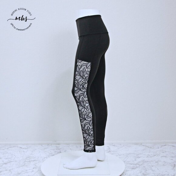 Beyond Yoga High Waisted Mesh Crochet Leggings Black Women S - Picture 3 of 10